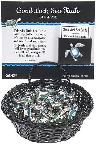 Ganz Good Luck Sea Turtles Charms in a Basket #ER49305