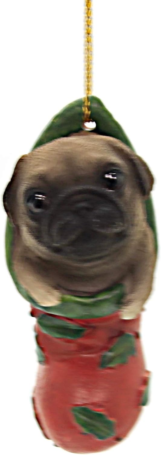 Pacific Giftware Pug Puppy Adorable Festive Christmas Hanging Ornament #12014