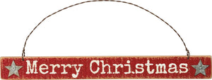 Primitives by Kathy 9.25" x 1" Metal Wire Wood Merry Christmas Sign Ornament #34907