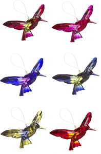 Ganz Acrylic Two-Toned Hummingbirds Hanging Ornaments #ACRY-111, Set of 6