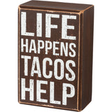 Primitives by Kathy Box Sign & Sock Set - Life Happens Tacos Help #105532