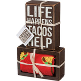Primitives by Kathy Box Sign & Sock Set - Life Happens Tacos Help #105532