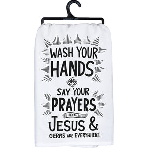 Primitives by Kathy 28"x28" Kitchen Towel - Jesus & Germs Are Everywhere #107832