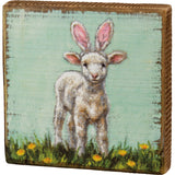 Primitives by Kathy 5"x5" Block Sign - Lamb Bunny Ears #109172