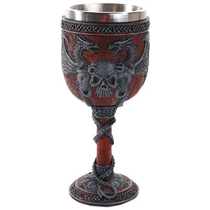 Pacific Giftware 7" Double Dragon Wing Skull Goblet #11558