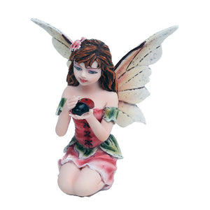 Pacific Giftware 3" Fairy Garden Flower Fairy with Ladybug #11935