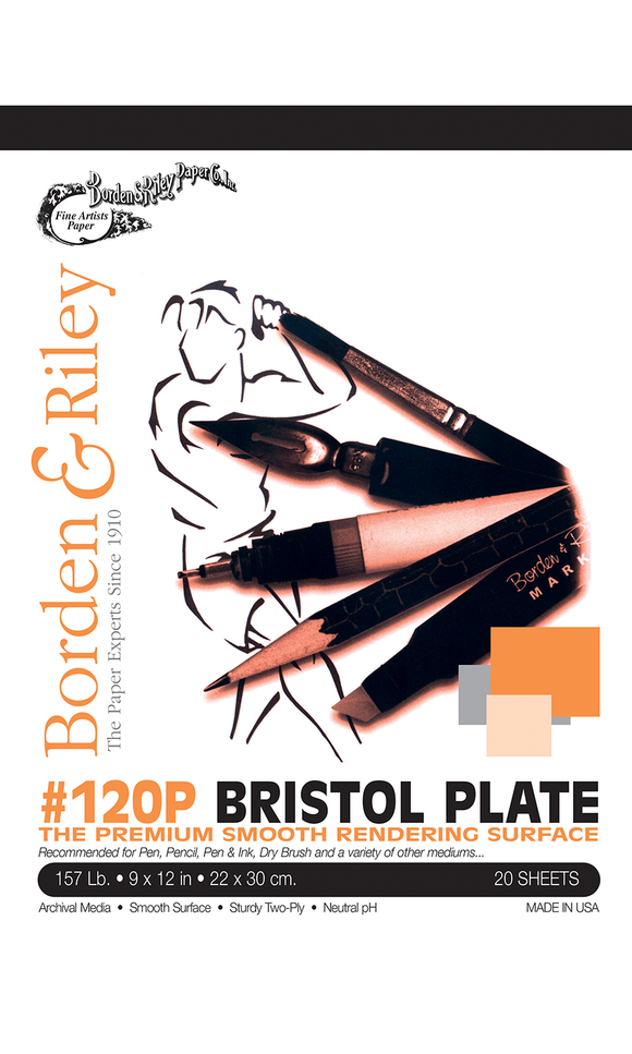 Borden & Riley 120P Bristol Smooth Paper Pad #12PP091220, 9 x 12