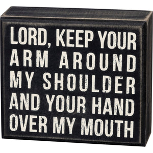 Primitives by Kathy 4"x3.5" Box Sign - Hand Over My Mouth #18999