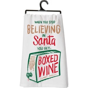 Primitives by Kathy 28"x28" Kitchen Towel - Stop Believing You Get Boxed Wine #29133