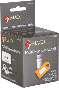 Maco 1-1/8" x 2" Direct Thermal Printer Multi-Purpose Labels, White #M86203