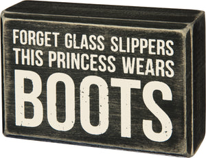 Primitives by Kathy 4.50"x3" Box Sign - Princess Boots #31186