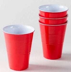 One Hundred 80 Degrees "What Is It?" 8 Oz. Reusable Red Melamine Cups / Glasses #ME0132, Set of 4