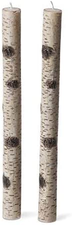 One Hundred 80 Degrees Birch Bark Taper Candles #MB0022, Set of 2