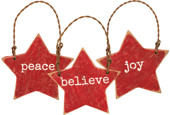 Primitives by Kathy Slat Ornament Set - Joy Peace Believe #34906