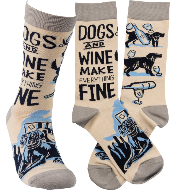 Primitives by Kathy Socks - Dogs And Wine Everything Fine #36269