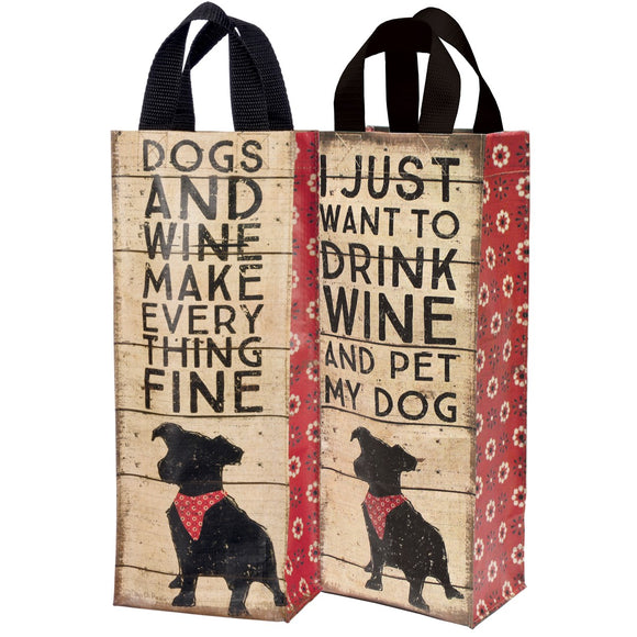 Primitives by Kathy Wine Tote - Dogs And Wine #36430