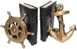 Pacific Giftware Nautical Ship Wheel and Anchor Decorative Bookend #12302