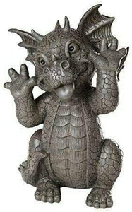 Pacific Giftware 10" Taunting Dragon Garden Accent Sculpture Stone #12240