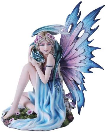 Pacific Giftware Spring Flower Fairy and Dragon Mystical Statue Figurine #11230