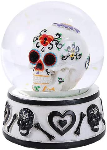 Pacific Giftware Day of The Dead Sugar Skull Head Water Globe #11413