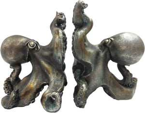 Pacific Giftware 5" Antique Silver Octopus Bookends #12060