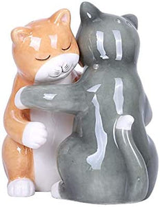 Pacific Giftware Hugging Cats Salt and Pepper Shakers Set, Orange/Grey #12763