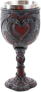 Pacific Giftware 7" Double Dragon Heart Love Goblet #11557