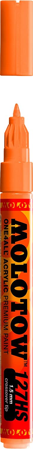 Molotow ONE4ALL Acrylic Paint Marker, 1.5mm, Neon Orange Fluorescent #127.430