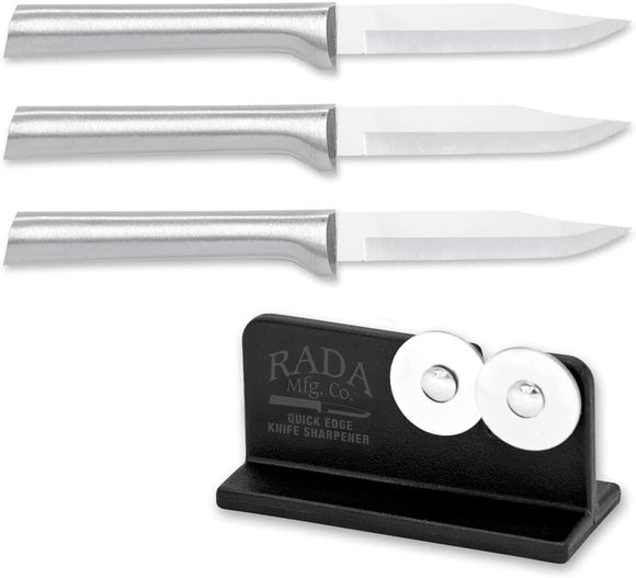 Rada Cutlery 3 Pack Paring Knife Plus Knife Sharpener