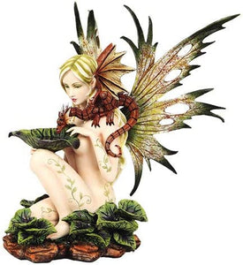 Pacific Giftware 14.25" Fairyland Lotus Fairy with Red Dragon Figurine #9719