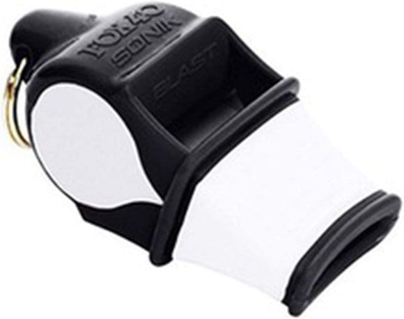 Fox 40 Whistles Sonik Blast CMG Safety Whistle with Breakaway Lanyard, Black/White #9203-4008