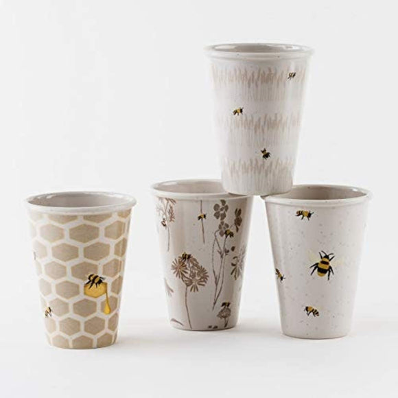 One Hundred 80 Degrees Busy Bees Melamine Cups #ME0274, Set of 4