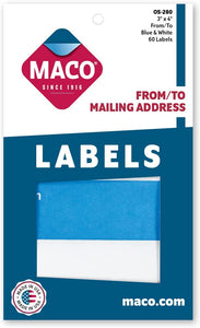 Maco From/To Mailing Labels, 3 x 4" #MOS-280