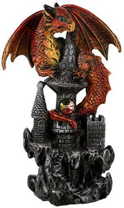 Pacific Giftware 5.5" Small Guardian Dragon Protecting Castle, Red #11475