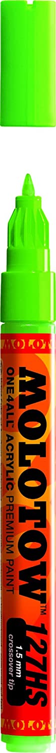 Molotow ONE4ALL Acrylic Paint Marker, 1.5mm, Neon Green Fluorescent #127.432