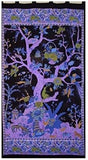 India Arts 88"x44" Tree of Life Tab Top Curtain, Black/Purple #CT051-07