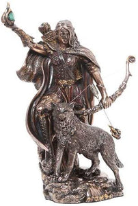 Pacific Giftware Skadi Warrior with Bow and Arrow and Wolf Resin Statue #8930