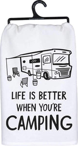 Primitives by Kathy 28"x28" Kitchen Towel - Life Is Better When You're Camping #104269