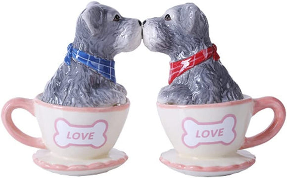 Pacific Giftware 3' Schnauzer Dogs in Cup Salt and Pepper Shaker Set #11299