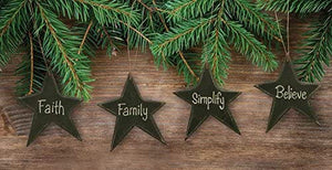 CWI Gifts Black Star Word Ornaments #G33093, 4/Set