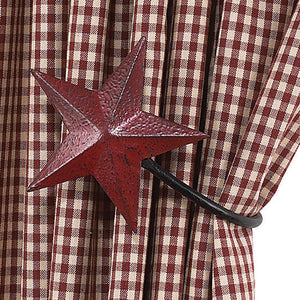 Country House Collection 4" Burgundy Barn Star Curtain Tiebacks #60768, Set of 2