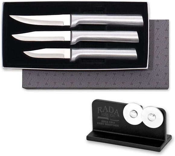 Rada Cutlery Paring Knives Gift Set with Quick Edge Knife Sharpener