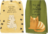 Primitives by Kathy 28"x28" Kitchen Towel - My Cat is Judging You and My Cat and I Talk About You