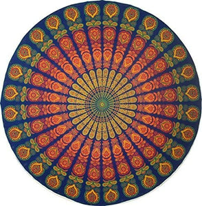 India Arts 72" Handmade Sanganeer Peacock Mandala #TC050-05