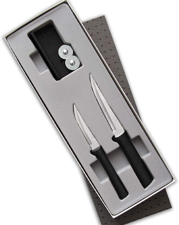 Rada Cutlery Paring Plus Sharpener Set, Black Handle #G236