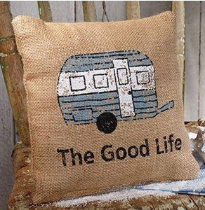 Country House Collection 8"x8" Small Burlap Good Life Pillow #93252