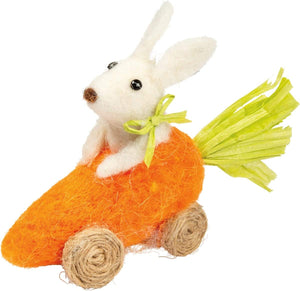 Primitives by Kathy Easter Bunny Riding in Carrot Car #107059