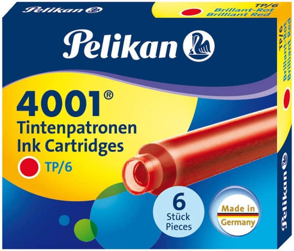 Pelikan TP/6 Ink Cartridges for Fountain Pens, Brilliant Red, 0.8ml #301192