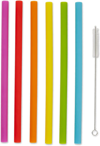 RSVP International 10" Silicone Straws with Cleaning Brush, 6 Count #SILI-LG