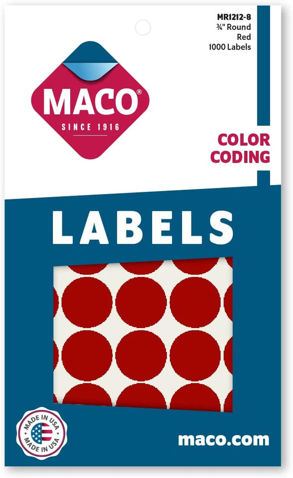 Maco Red Color Coding Labels, 3/4